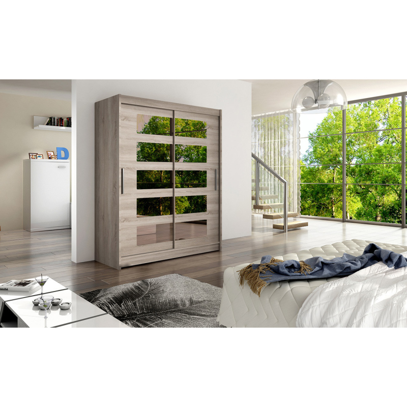 Moderní prostorná šatní skříň Fanny - šířka 150 cm, lanýž