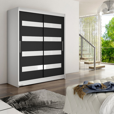 Moderní prostorná šatní skříň Pablo - šířka 150 cm, bílá/černá