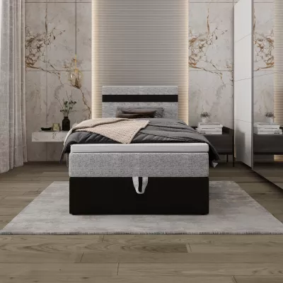 Boxspringová postel 100x200 SISI 1 s úložným prostorem - černá / světle šedá
