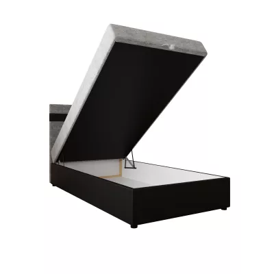 Boxspringová postel 100x200 SISI 1 s úložným prostorem - černá / světle šedá