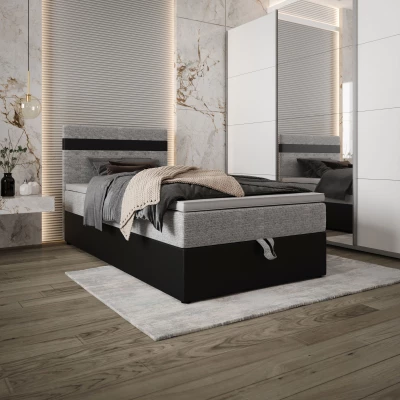 Boxspringová postel 100x200 SISI 1 s úložným prostorem - černá / světle šedá