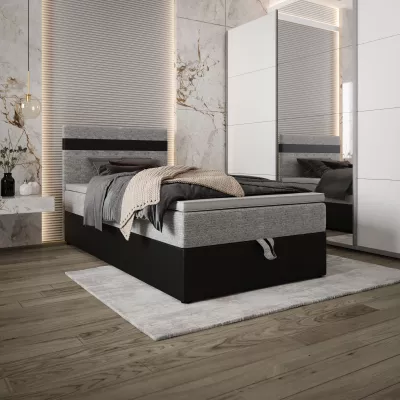 Boxspringová postel 100x200 SISI 1 s úložným prostorem - černá / světle šedá