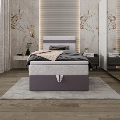 Boxspringová postel 100x200 SISI 1 s úložným prostorem - tmavě šedá / světle šedá