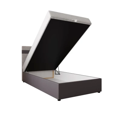 Boxspringová postel 100x200 SISI 1 s úložným prostorem - tmavě šedá / světle šedá