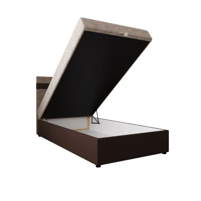 Boxspringová postel 90x200 SISI COMFORT 1 s úložným prostorem - tmavě hnědá / béžová