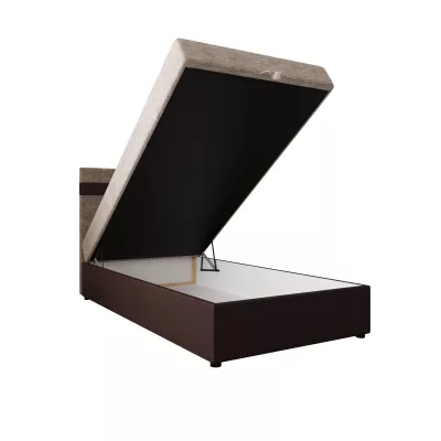 Boxspringová postel 90x200 SISI COMFORT 1 s úložným prostorem - tmavě hnědá / béžová