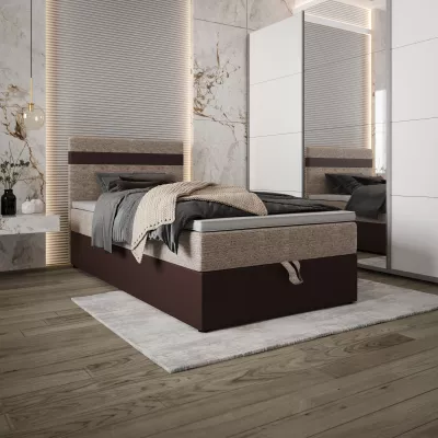 Boxspringová postel 90x200 SISI COMFORT 1 s úložným prostorem - tmavě hnědá / béžová