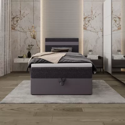 Boxspringová postel 100x200 SISI COMFORT 1 s úložným prostorem - šedá / tmavě šedá