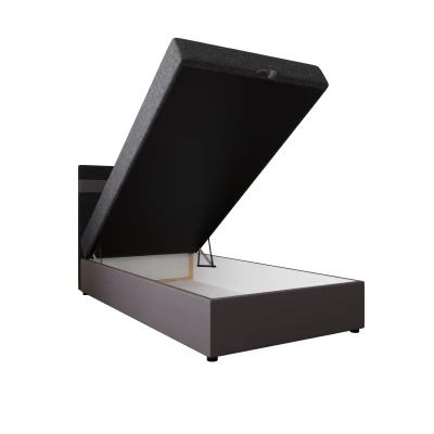 Boxspringová postel 100x200 SISI COMFORT 1 s úložným prostorem - šedá / tmavě šedá