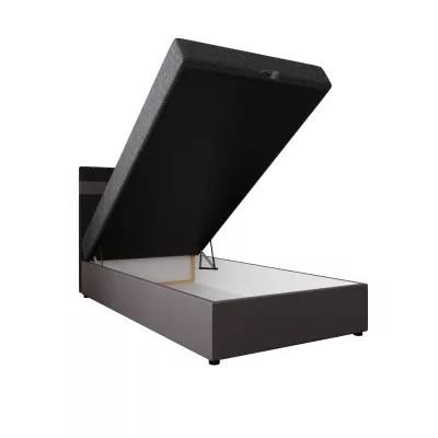 Boxspringová postel 100x200 SISI COMFORT 1 s úložným prostorem - šedá / tmavě šedá