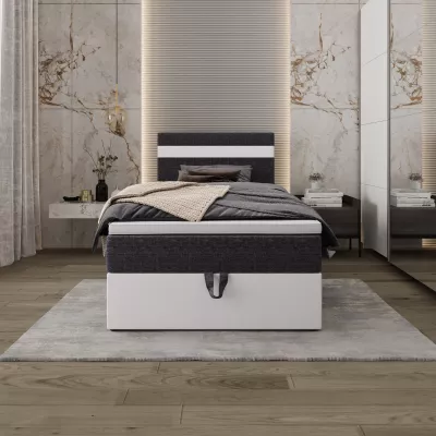 Boxspringová postel 100x200 SISI COMFORT 1 s úložným prostorem - bílá / tmavě šedá