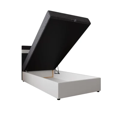 Boxspringová postel 100x200 SISI COMFORT 1 s úložným prostorem - bílá / tmavě šedá
