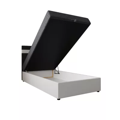 Boxspringová postel 100x200 SISI COMFORT 1 s úložným prostorem - bílá / tmavě šedá