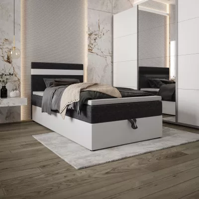Boxspringová postel 100x200 SISI COMFORT 1 s úložným prostorem - bílá / tmavě šedá