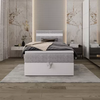 Boxspringová postel 120x200 SISI COMFORT 1 s úložným prostorem - bílá / světle šedá