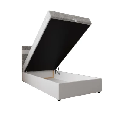 Boxspringová postel 120x200 SISI COMFORT 1 s úložným prostorem - bílá / světle šedá