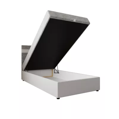Boxspringová postel 120x200 SISI COMFORT 1 s úložným prostorem - bílá / světle šedá