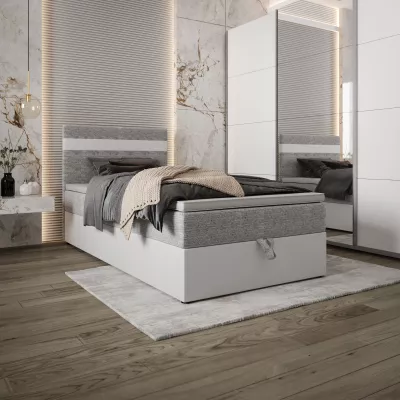 Boxspringová postel 120x200 SISI COMFORT 1 s úložným prostorem - bílá / světle šedá