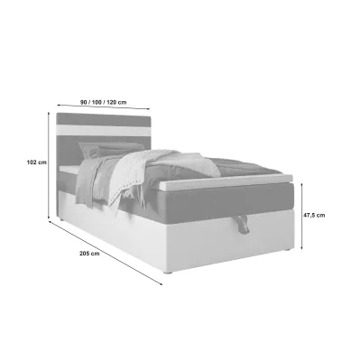 Boxspringová postel 120x200 SISI COMFORT 1 s úložným prostorem - bílá / světle šedá