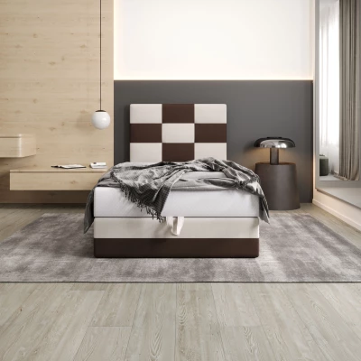 Čalouněná jednolůžková postel 90x200 MARLEN COMFORT 1 - hnědá / béžová