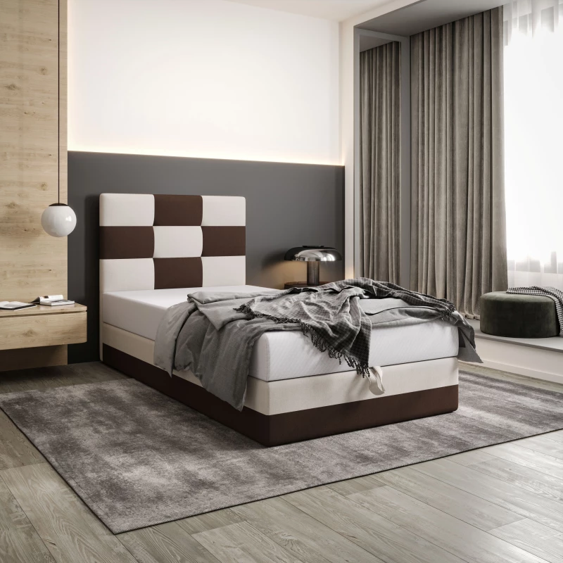Čalouněná jednolůžková postel 90x200 MARLEN COMFORT 1 - hnědá / béžová