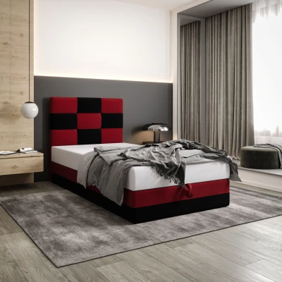 Čalouněná jednolůžková postel 90x200 MARLEN COMFORT 1 - černá / červená