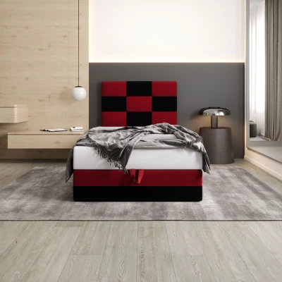 Čalouněná jednolůžková postel 90x200 MARLEN COMFORT 1 - černá / červená