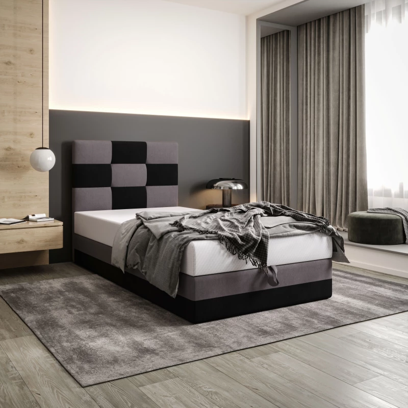 Čalouněná jednolůžková postel 100x200 MARLEN COMFORT 1 - černá / šedá