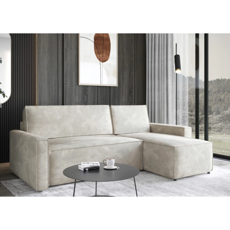 Rohová rozkládací sedačka FADELA - světlá béžová, pravý roh