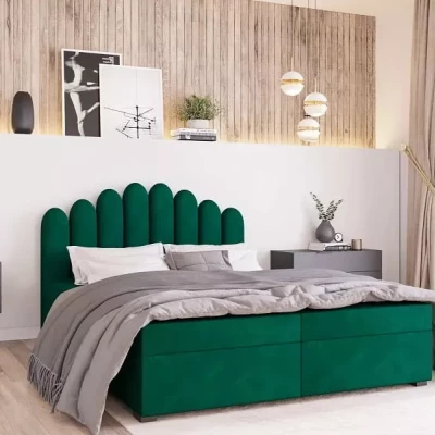Boxspringová manželská postel 140x200 SALIMA - lahvově zelená