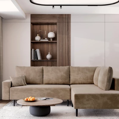 Sedací souprava s úložným prostorem ZAHIRA - khaki, pravý roh