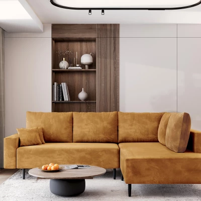 Sedací souprava s úložným prostorem ZAHIRA - zlatá, pravý roh