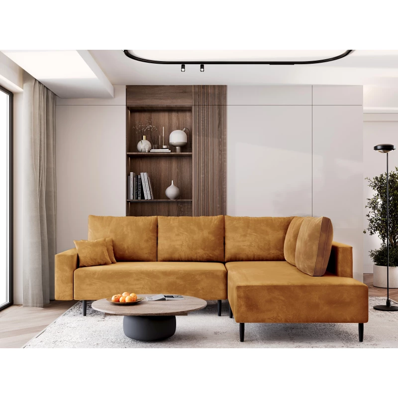 Sedací souprava s úložným prostorem ZAHIRA - zlatá, pravý roh