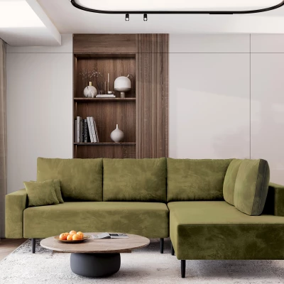 Sedací souprava s úložným prostorem ZAHIRA - olivová, pravý roh