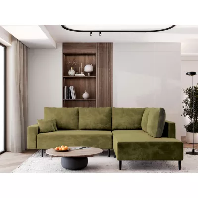 Sedací souprava s úložným prostorem ZAHIRA - olivová, pravý roh