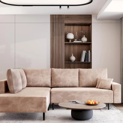 Sedací souprava s úložným prostorem ZAHIRA - béžová, pravý roh