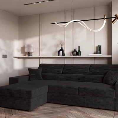 Rohová sedací souprava AMIRA - černá, levý roh