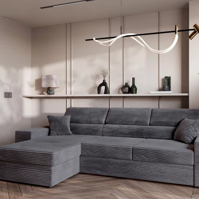 Rohová sedací souprava AMIRA - šedá, levý roh