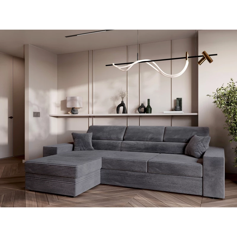 Rohová sedací souprava AMIRA - šedá, levý roh