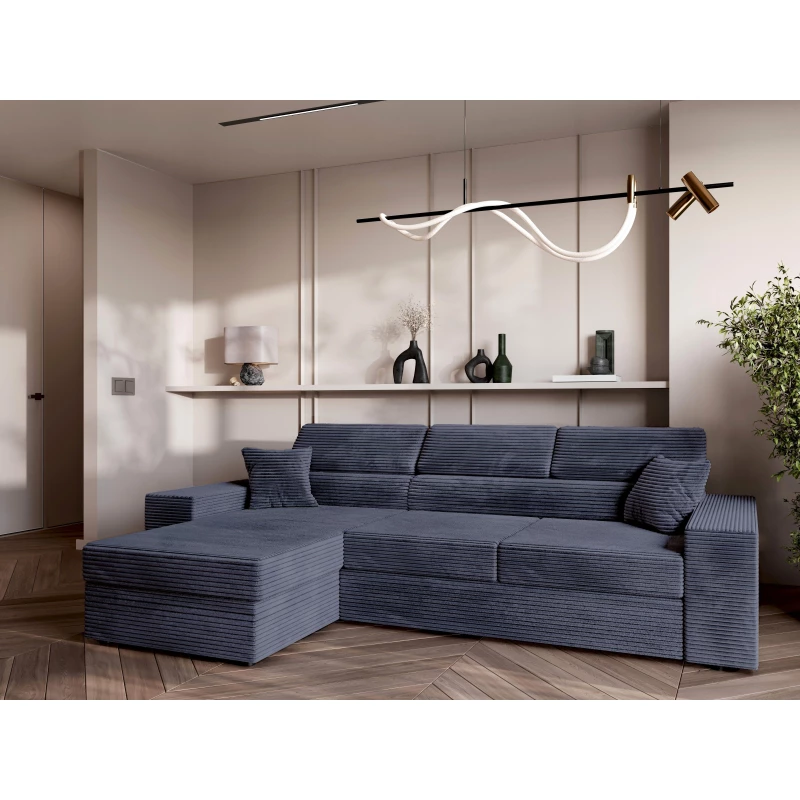 Rohová sedací souprava AMIRA - tmavě modrá, levý roh