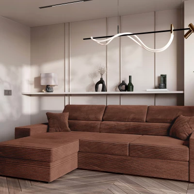 Rohová sedací souprava AMIRA - růžovohnědá, levý roh