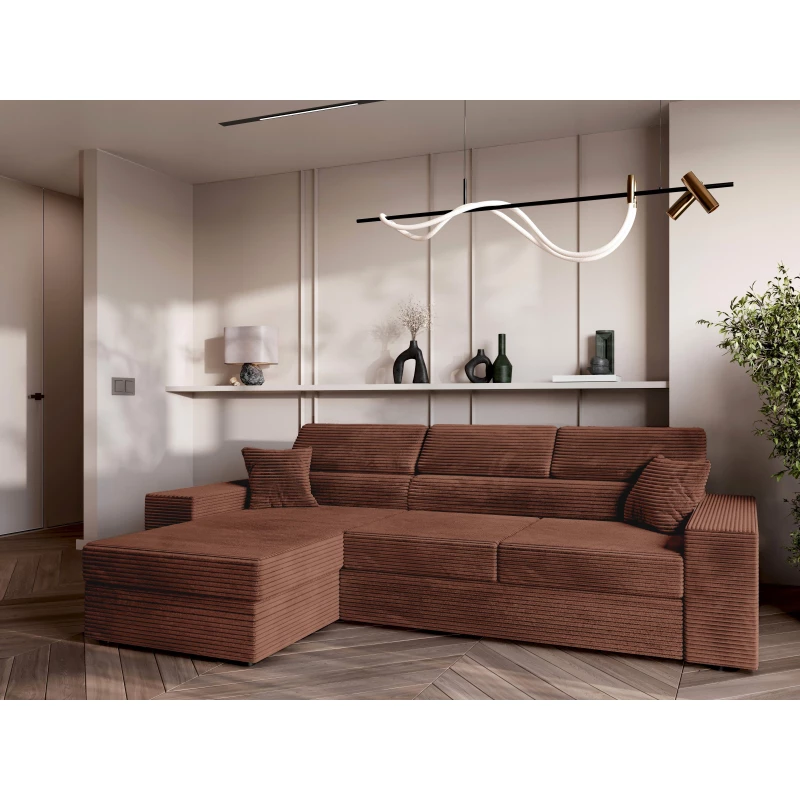 Rohová sedací souprava AMIRA - růžovohnědá, levý roh