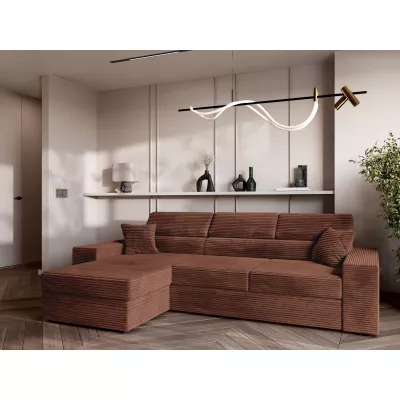 Rohová sedací souprava AMIRA - růžovohnědá, levý roh