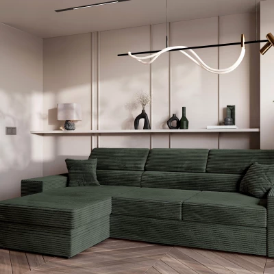 Rohová sedací souprava AMIRA - zelená, levý roh