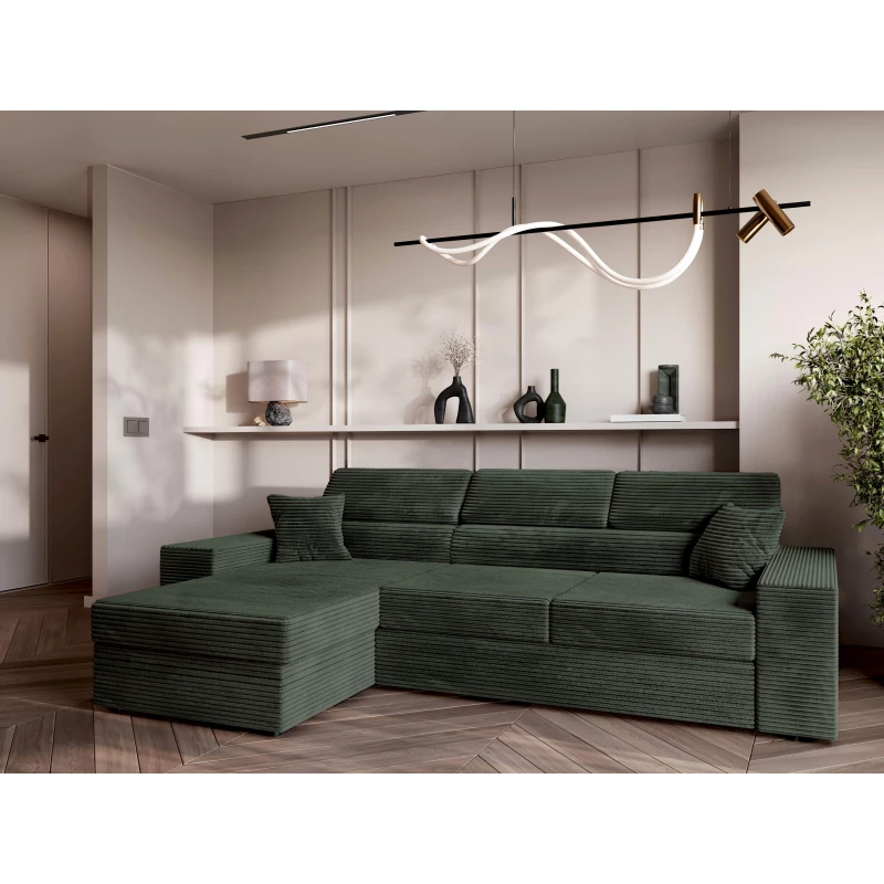 Rohová sedací souprava AMIRA - zelená, levý roh