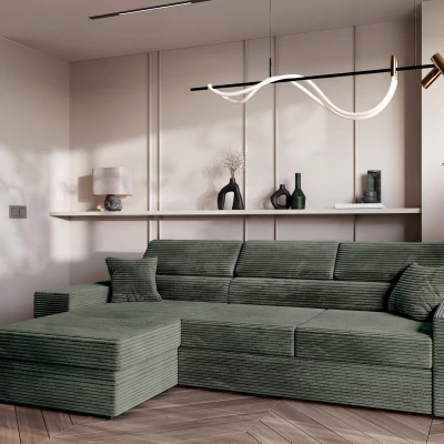 Rohová sedací souprava AMIRA - olivová, levý roh