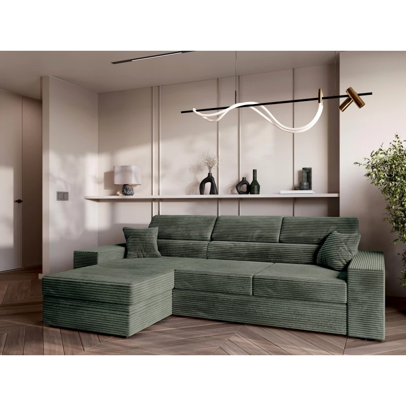 Rohová sedací souprava AMIRA - olivová, levý roh