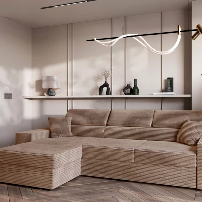 Rohová sedací souprava AMIRA - latte, levý roh