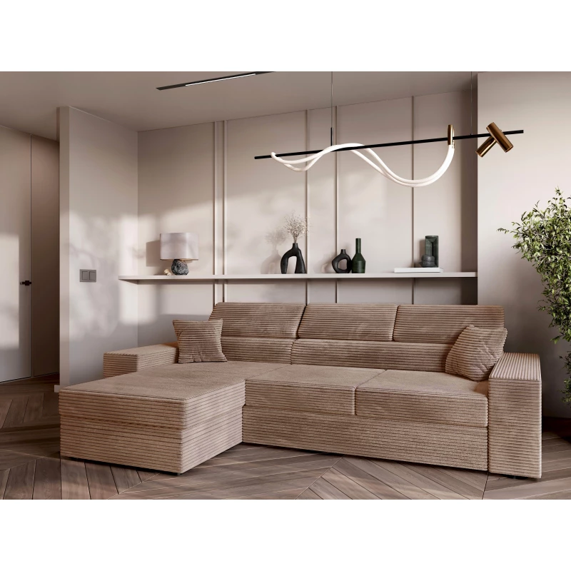 Rohová sedací souprava AMIRA - latte, levý roh