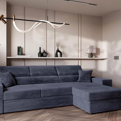 Rohová sedací souprava AMIRA - tmavě modrá, pravý roh